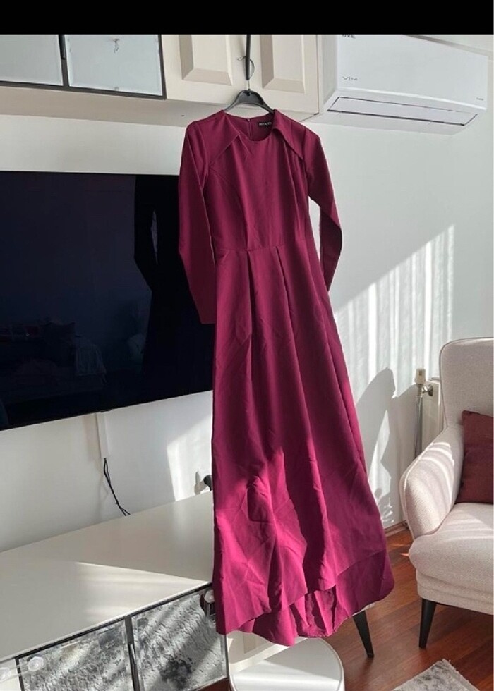 Mürdüm tesettür elbise - Görsel 3