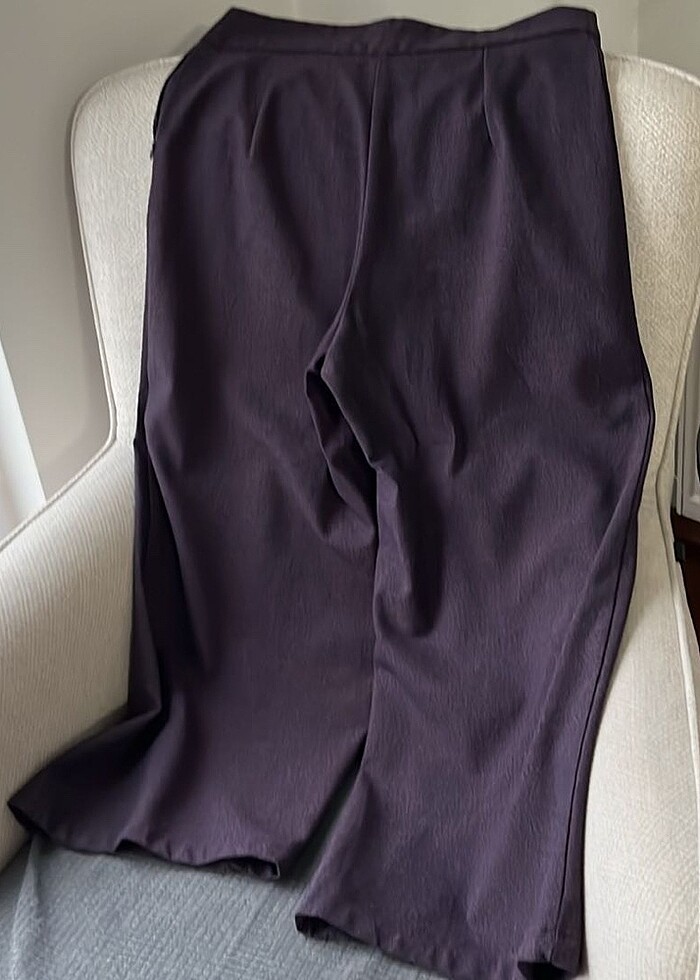 Keten kumaş yüksek bel bol paça pantolon - Görsel 4