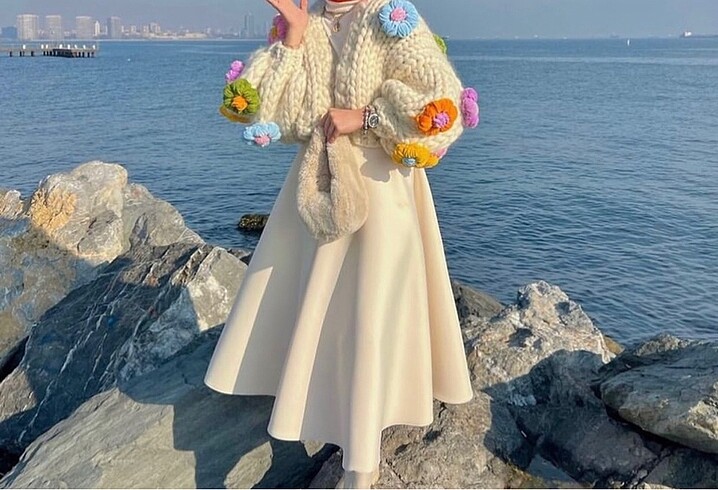 Çiçek hırka örme