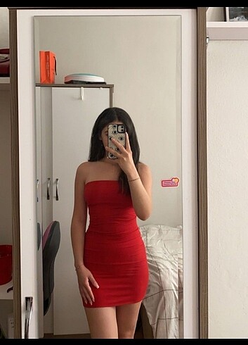 Pull and Bear Pull and Bear Kırmızı Straplez Elbise