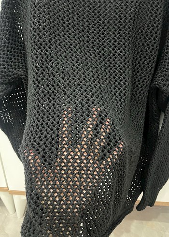 Siyah Örgü Kadın Triko Sweatshirt - Görsel 4