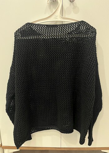 Siyah Örgü Kadın Triko Sweatshirt - Görsel 3