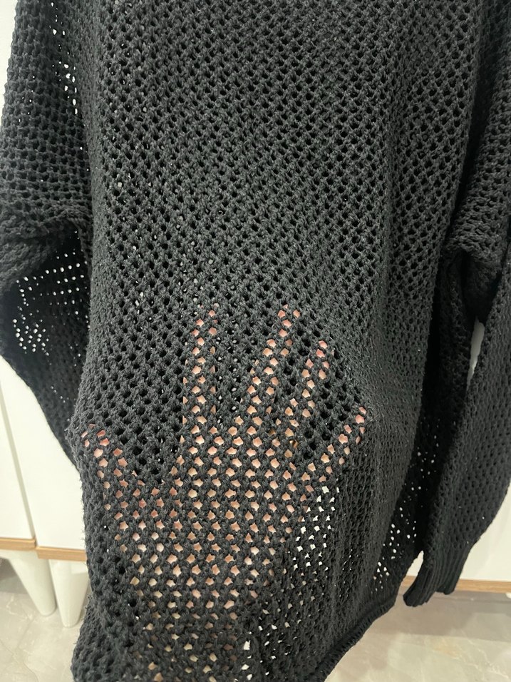 Siyah Örgü Kadın Triko Sweatshirt - Görsel 4