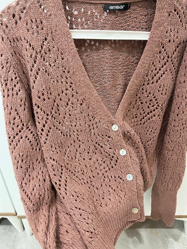 Somon V Yaka Örgü Kadın Hırka - Görsel 3