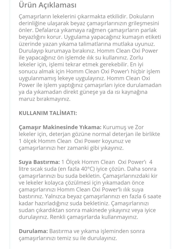 Homm Life Clean Oxi Power Beyazlatıcı Toz 500gr - Görsel 2