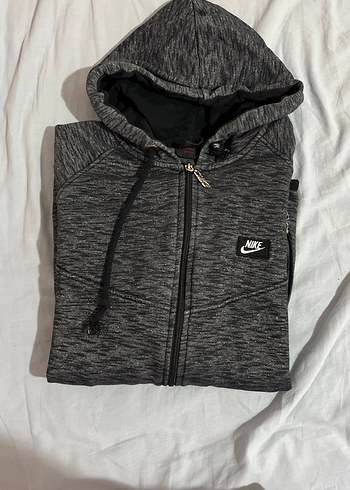 Nike Gri Kapüşonlu Fermuarlı Sweatshirt