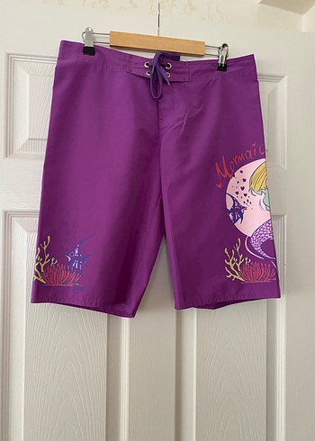Baskılı Mor ve siyah Midi Şort - Görsel 4