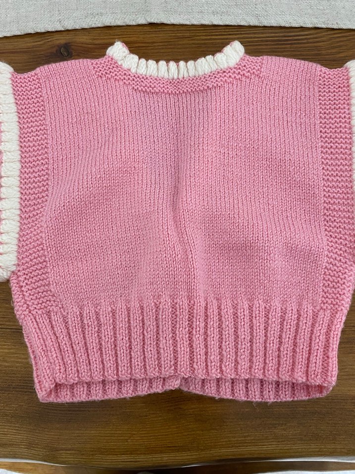 Pembe Nakışlı Kız Çocuk Triko Yelek - Görsel 4