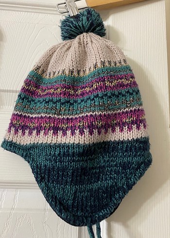 Çocuk Bohem Örgü Bere ve Atkı Seti - Görsel 3