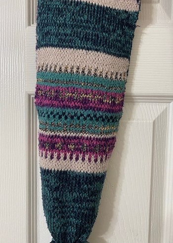 Çocuk Bohem Örgü Bere ve Atkı Seti - Görsel 2