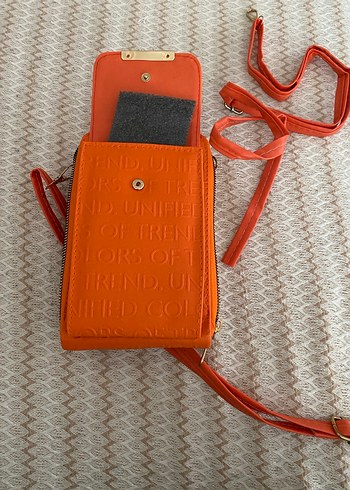 Kadın Turuncu Deri Çapraz Çanta - Görsel 2