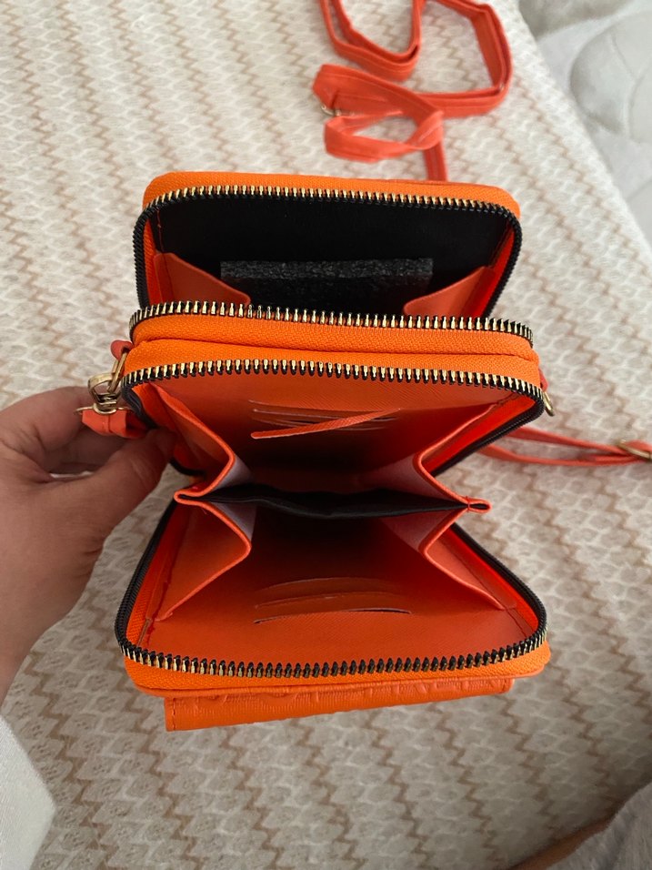 Kadın Turuncu Deri Çapraz Çanta - Görsel 4