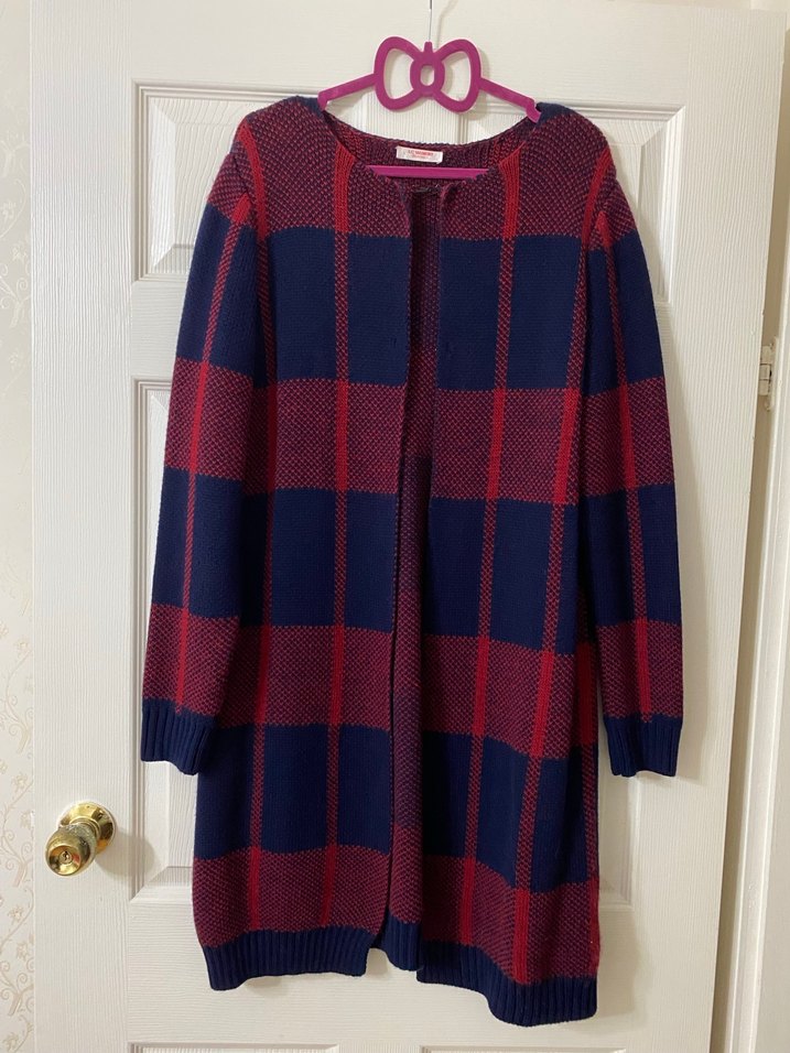 Bordo Lacivert Triko Kadın Hırka - Görsel 2