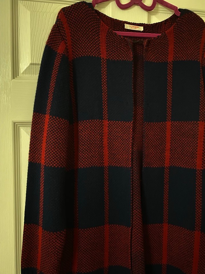 Bordo Lacivert Triko Kadın Hırka - Görsel 5