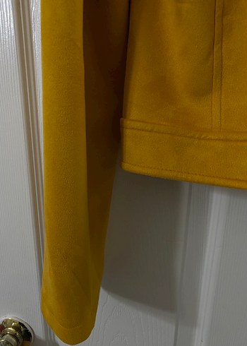 Sarı Kadın Süet Fermuarlı Ceket - Görsel 8