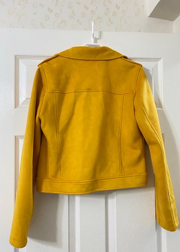 Sarı Kadın Süet Fermuarlı Ceket - Görsel 5