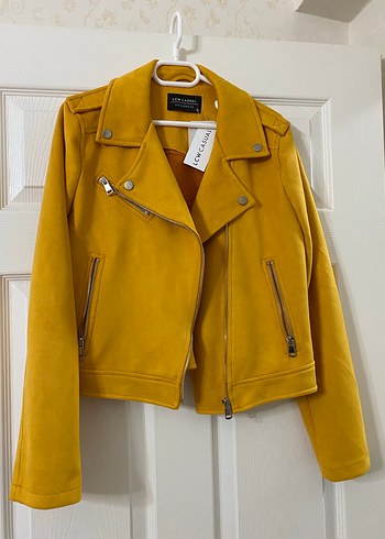 Sarı Kadın Süet Fermuarlı Ceket - Görsel 3