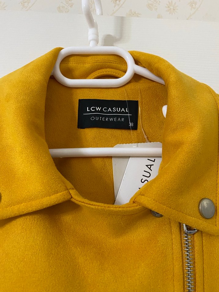 Sarı Kadın Süet Fermuarlı Ceket - Görsel 4