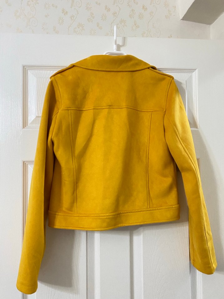 Sarı Kadın Süet Fermuarlı Ceket - Görsel 5