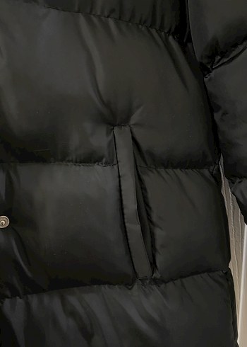 Çıtçıtlı Siyah Kadın Midi Kışlık Mont - Görsel 5