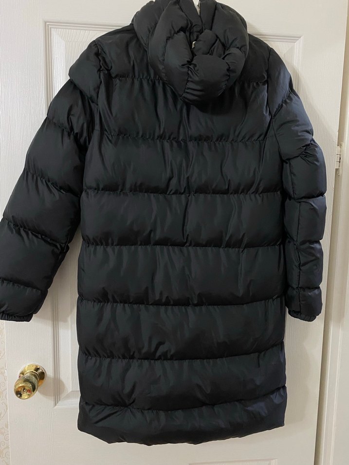 Çıtçıtlı Siyah Kadın Midi Kışlık Mont - Görsel 3