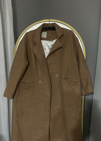 Düğmeli Kahverengi Midi Kadın Kaban - Görsel 4