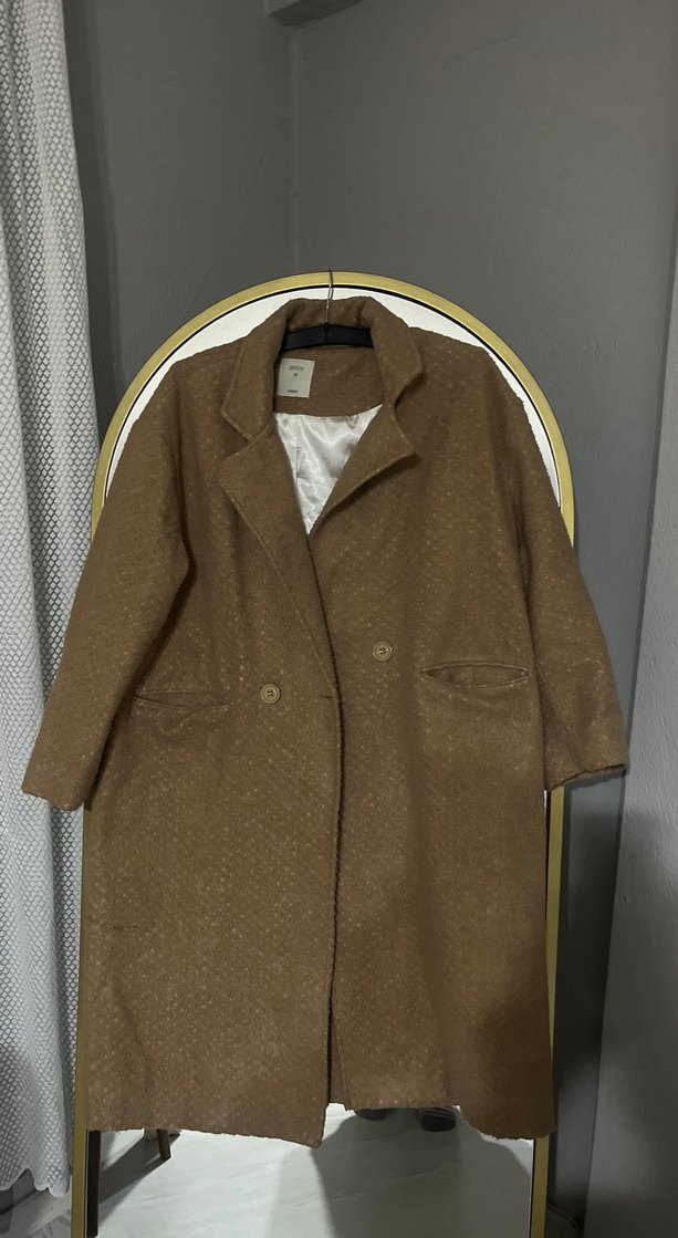 Düğmeli Kahverengi Midi Kadın Kaban - Görsel 4