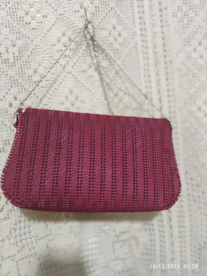 Bordo Nakışlı Kadın Zincirli Çanta - Görsel 2