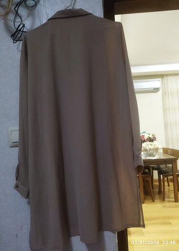 Nakışlı Bej Uzun Kadın Kaban - Görsel 2