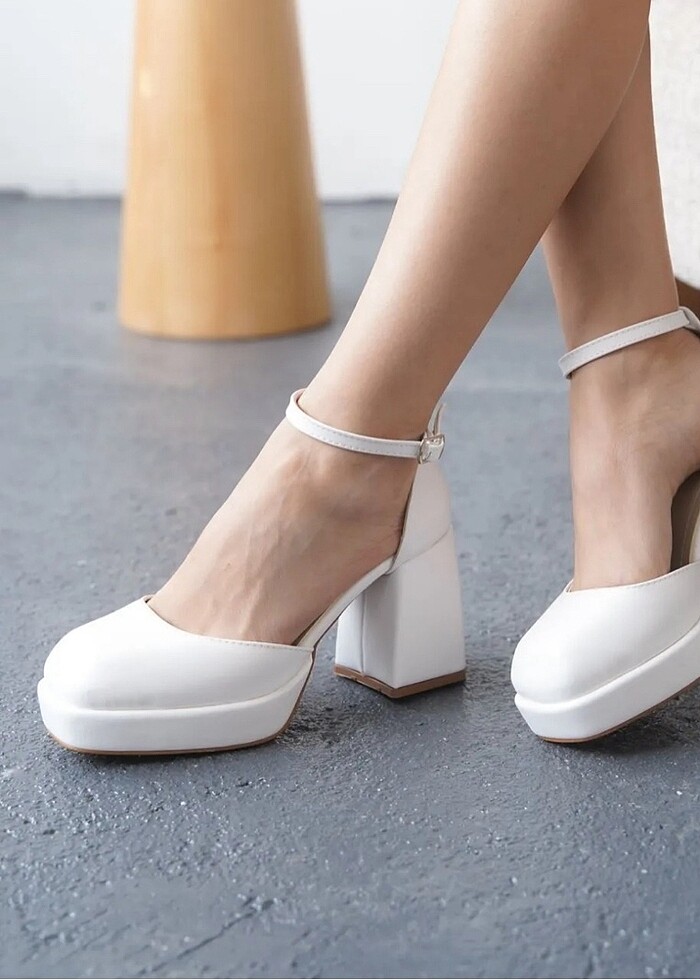 beyaz platform topuklu gelin ayakkabisi - Görsel 2