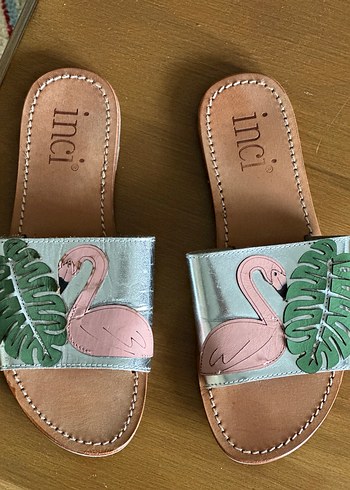 Pembe Nakışlı Deri Bohem Kadın Terlik - Görsel 3