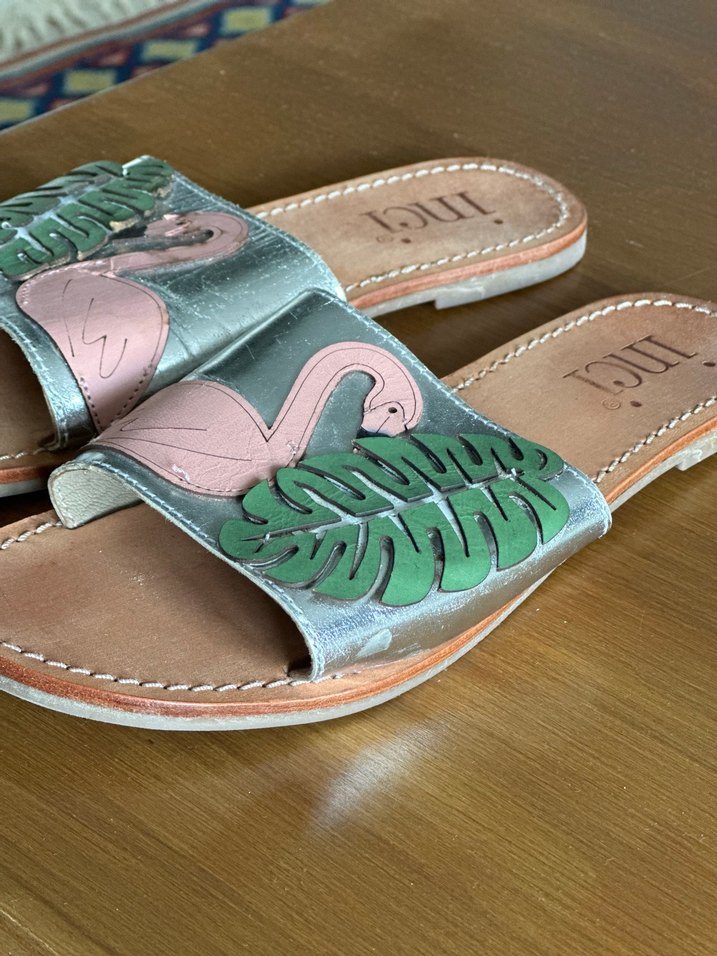 Pembe Nakışlı Deri Bohem Kadın Terlik - Görsel 2