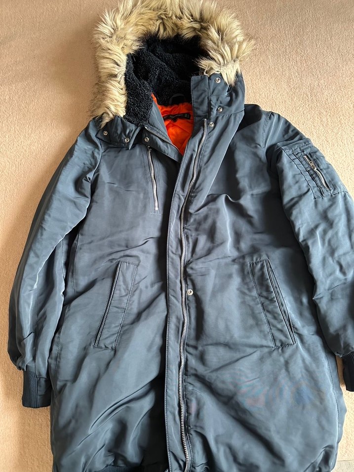 Gri Midi Kadın Kışlık Mont Yüksek Yakalı - Görsel 3