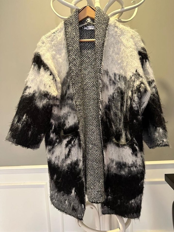 Gri Uzun Kadın Peluş Kaban - Görsel 4