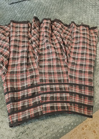 kareli ekose Midi Etek - Görsel 2