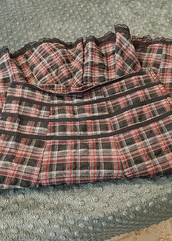 kareli ekose Midi Etek - Görsel 3