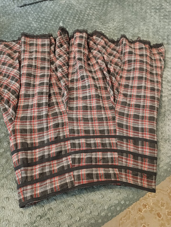 kareli ekose  Midi Etek - Görsel 2