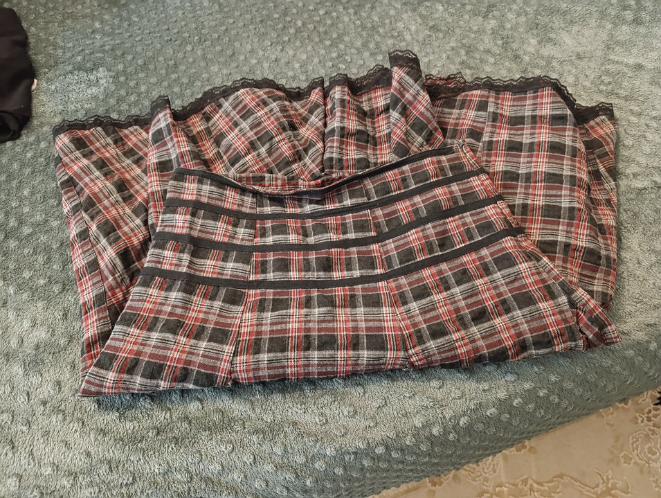 kareli ekose  Midi Etek - Görsel 3