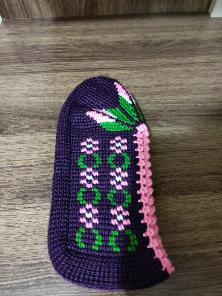 Renkli Nakışlı Örgü Kadın patik - Görsel 2