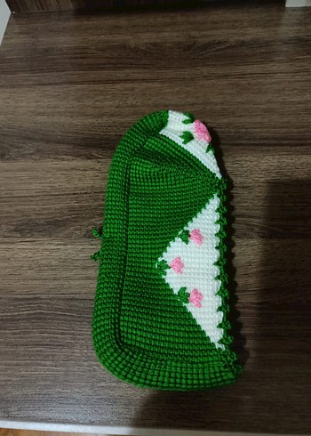 Yeşil Nakışlı Örgü patik - Görsel 2