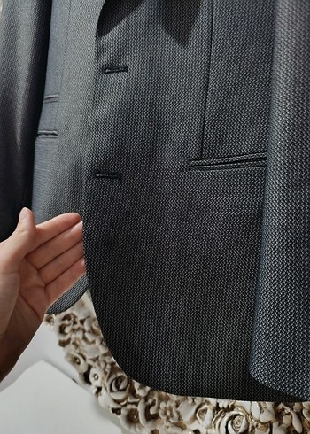 Gri Erkek Düğmeli Uzun Ceket - Görsel 2