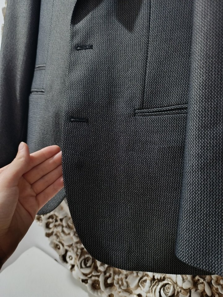 Gri Erkek Düğmeli Uzun Ceket - Görsel 2