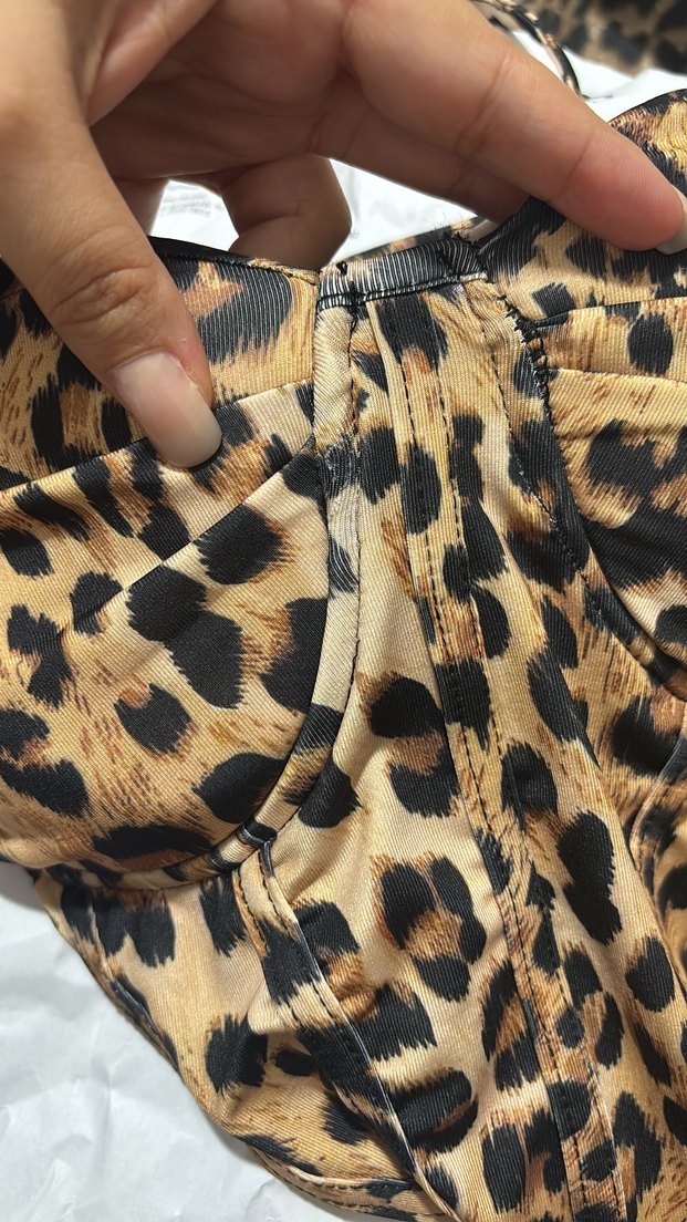 Leopar Desenli Mini Elbise - Görsel 3