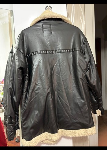 Kürklü Siyah Deri Kadın Ceket - Görsel 3