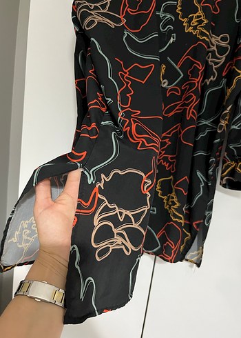 Düğmeli, Çok Renkli, Uzun Kollu Kadın Gömlek - Görsel 2