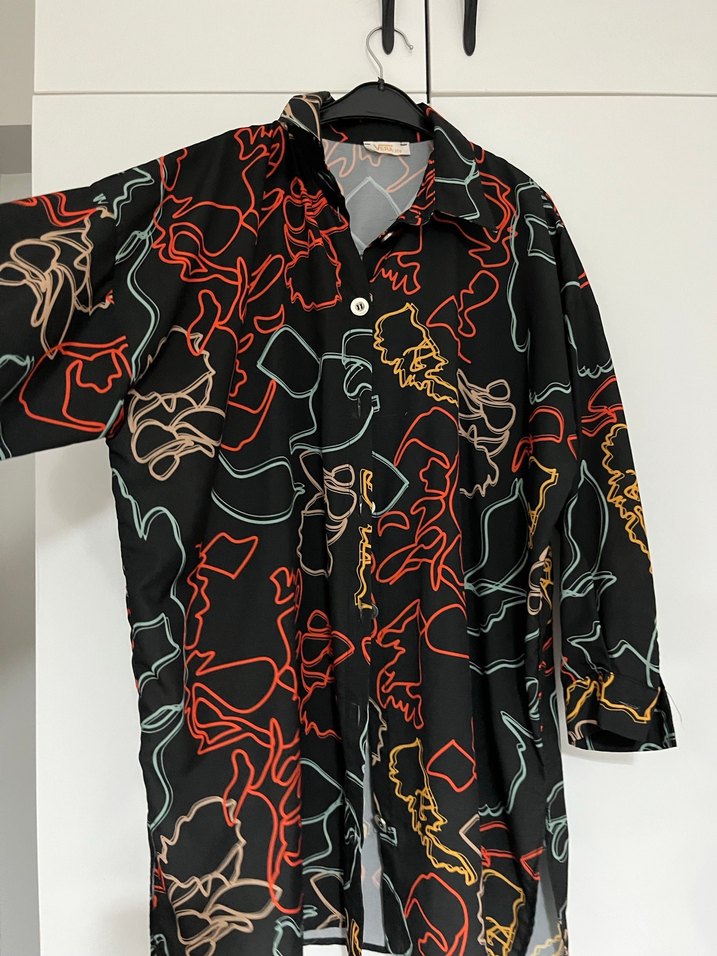 Düğmeli, Çok Renkli, Uzun Kollu Kadın Gömlek - Görsel 3