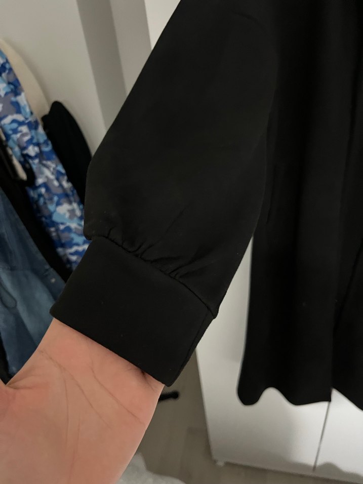 Siyah Uzun Kollu Salaş Kadın Kaban - Görsel 2