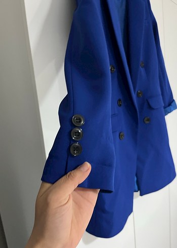 Düğmeli Lacivert Kadın Blazer Ceket - Görsel 4