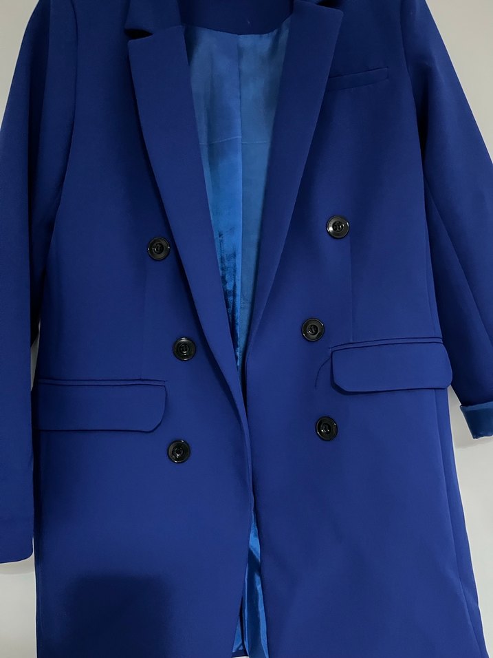 Düğmeli Lacivert Kadın Blazer Ceket - Görsel 2