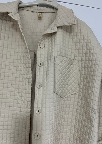 Bej Düğmeli Kadın Keten Gömlek - Görsel 3